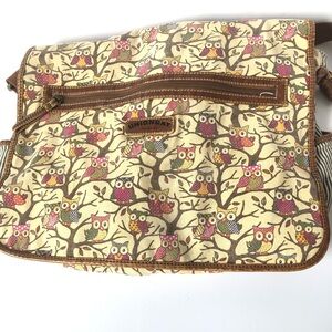 Vintage Y2K Union Bay Canvas Owl Crossbody Messenger Bag Boho Utility